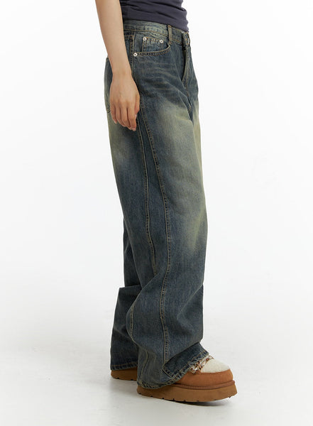 Washed Baggy Jeans CF416 - Korean Women's Fashion | LEWKIN