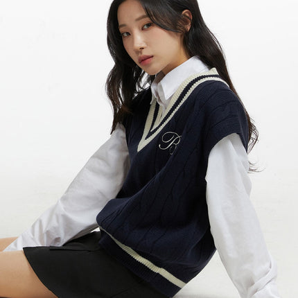 cable-knit-v-neck-vest-sweater-cf415