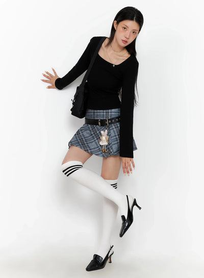 checkered-pleated-mini-skirt-is508