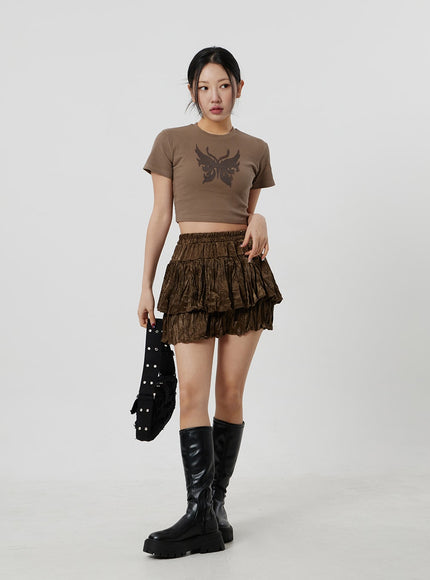 Layered Ruched Mini Skirt CF301