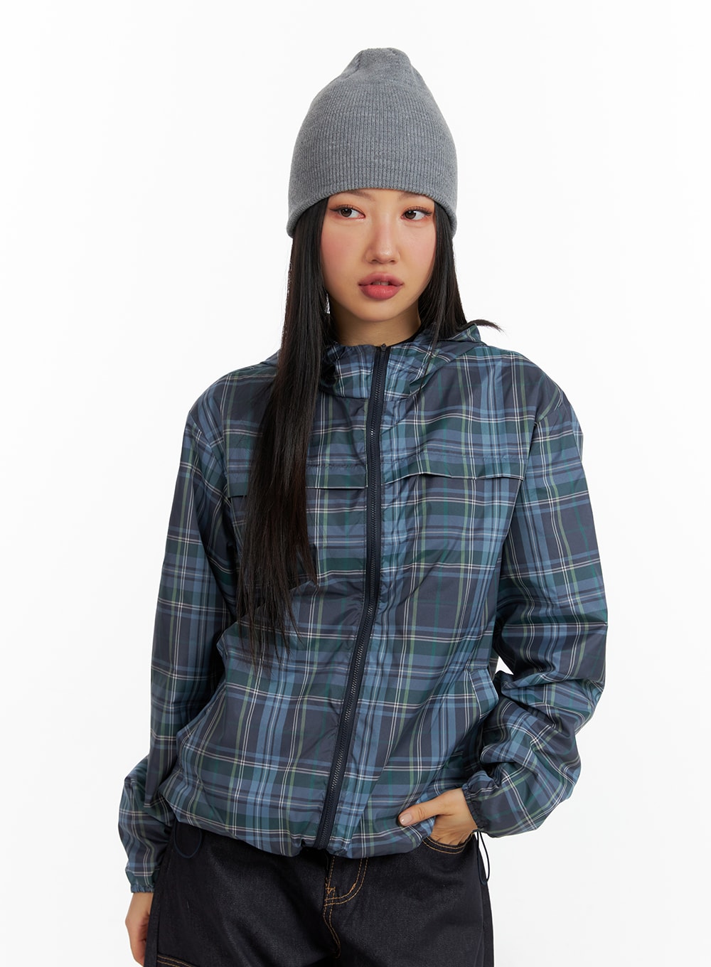 vintage-checkered-zip-up-hoodie-jacket-cf408