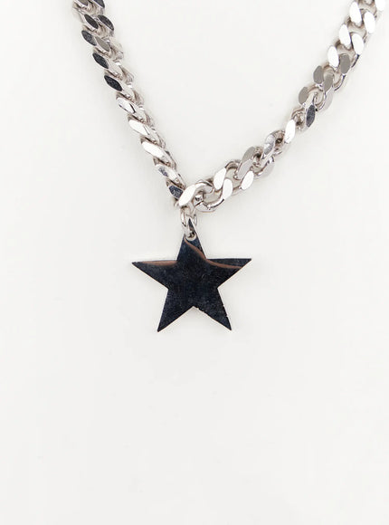 star-pendant-chain-necklace-in514 / Silver