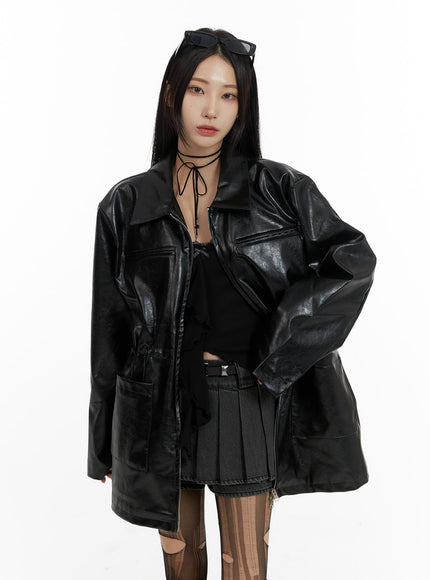 zip-up-faux-leather-midi-coat-cf429