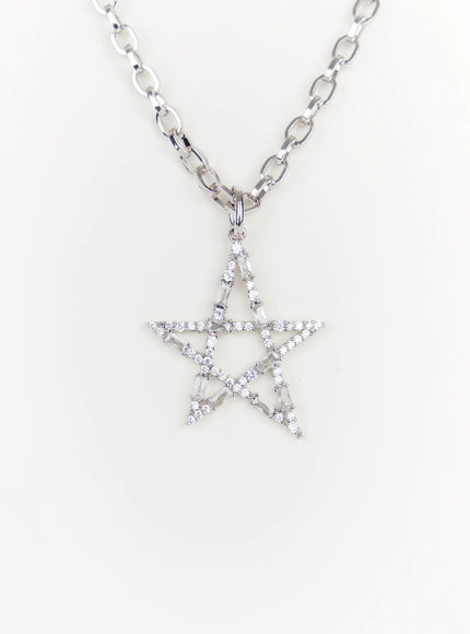 shimmering-star-pendant-chain-necklace-in514 / Silver
