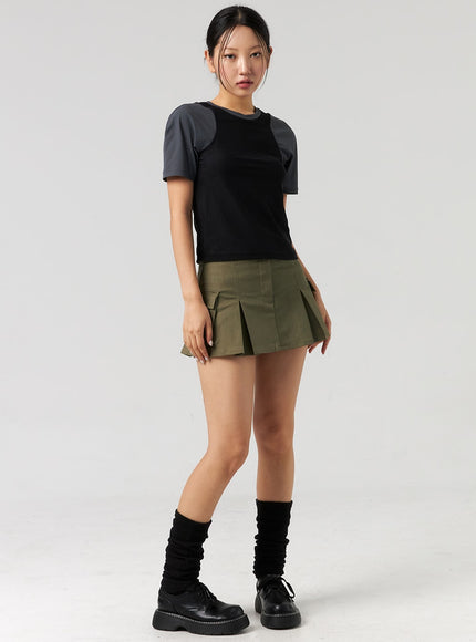 cargo-pleated-mini-skirt-cl326