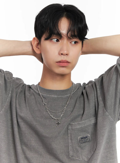 mens-double-layer-cross-necklace-il504