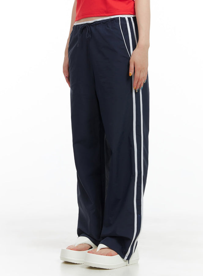 nylon-string-stripe-wide-pants-cg409 / dark blue