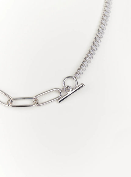 cubic-chain-link-necklace-in514 / Silver