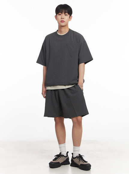 mens-chic-wide-fit-sweatshorts-ia525 / dark gray