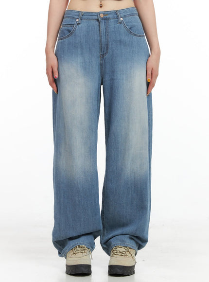 nina-summer-washed-baggy-jeans-cg409 / Blue