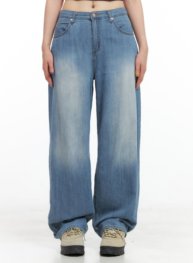 nina-summer-washed-baggy-jeans-cg409 / Blue