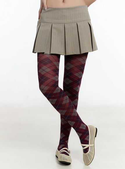 chic-striped-pleated-mini-skirt-cm511 / Beige