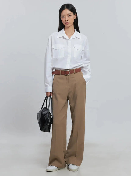 classic-wide-fit-slacks-beige-iu512 / Beige