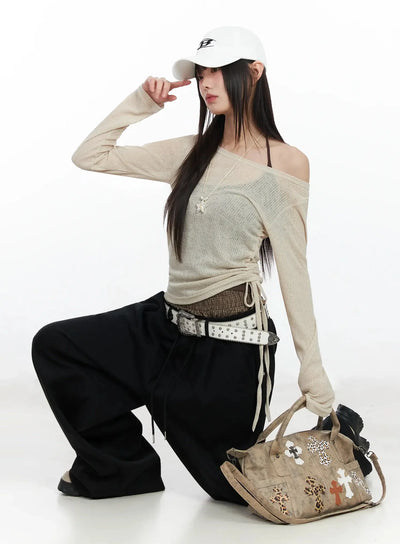 sheer-layering-long-sleeve-top-im530 / Beige