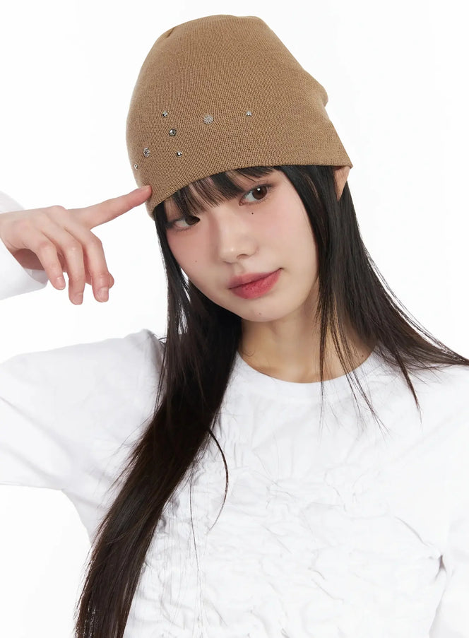 studded-knit-beanie-im530 / Beige