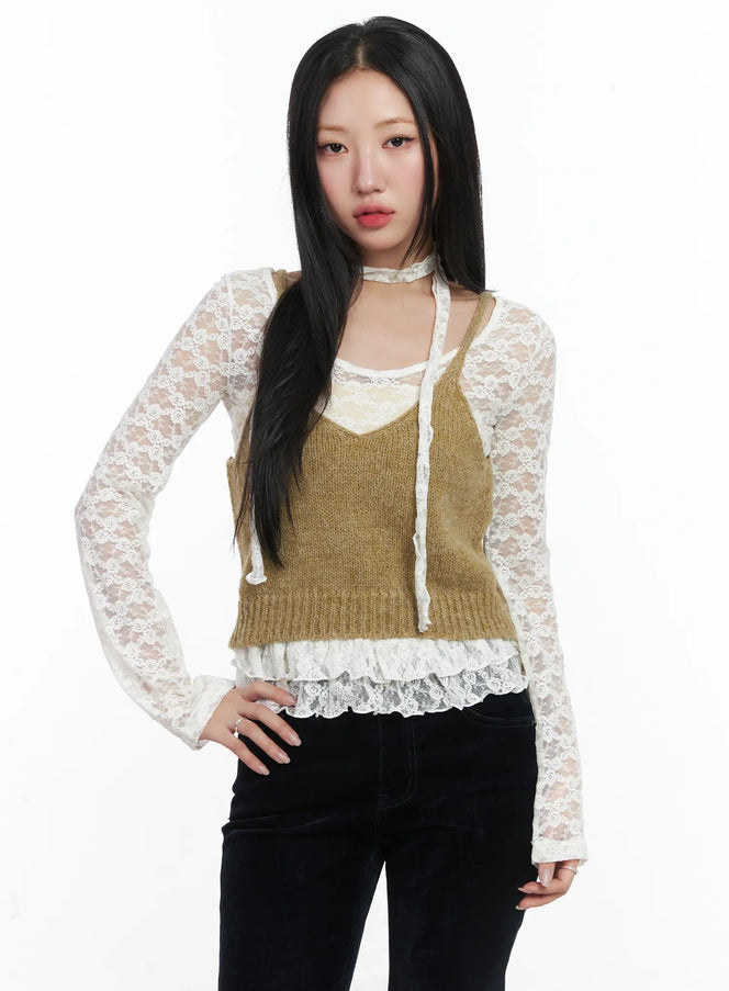 knit-crop-tank-top-cd529 / Beige