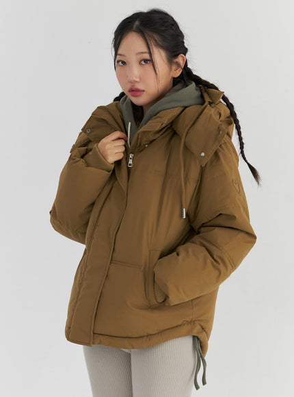 hooded-puffer-jacket-cs321 / Beige