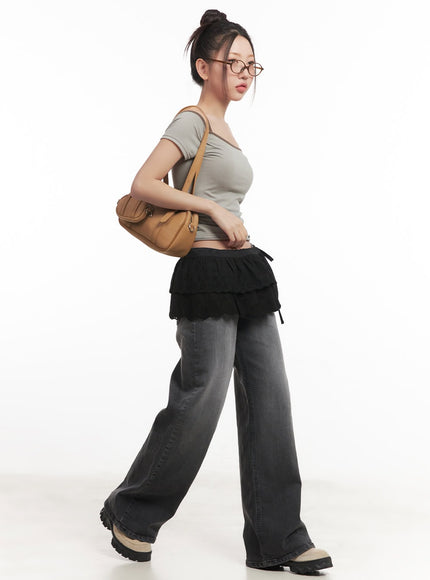 slim-fit-stylish-crop-tee-cami-set-cm528 / Beige