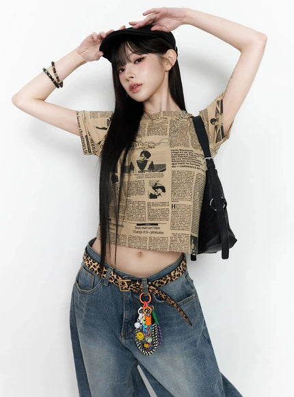 retro-graphic-short-sleeve-tee-iy511 / Beige