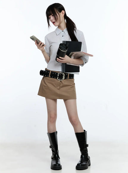 studded-belt-mini-skirt-cg507 / Beige