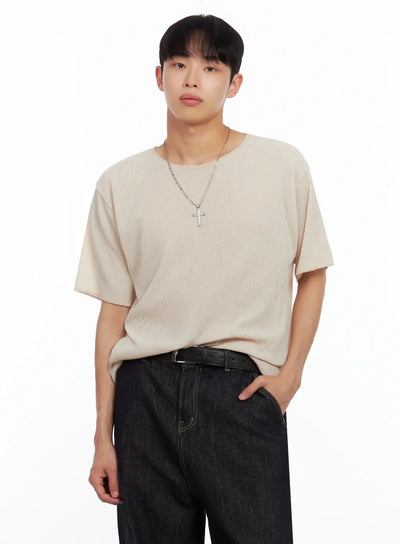 mens-knit-short-sleeve-tee-il516 / Beige