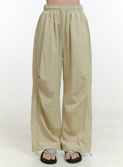 string-banded-wide-leg-pants-ol430 / Beige