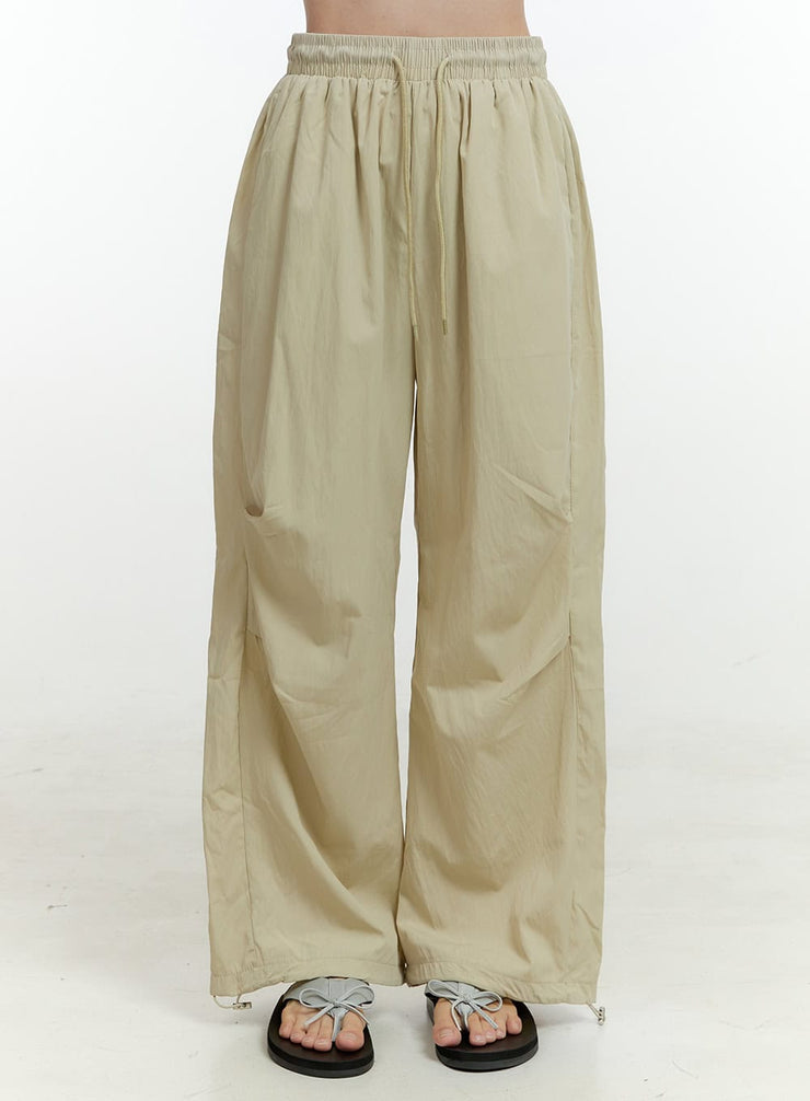 string-banded-wide-leg-pants-ol430 / Beige