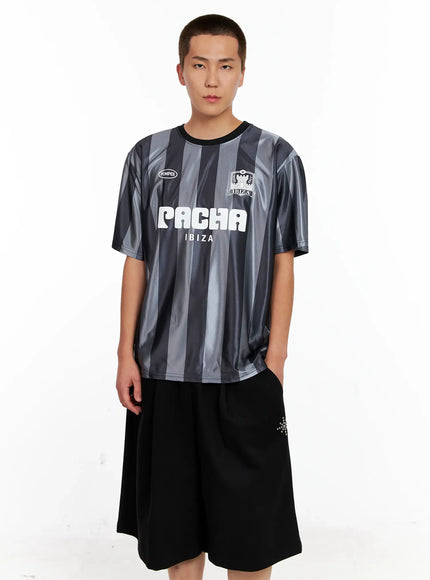 mens-sporty-ibiza-striped-tee-ig511 / Black