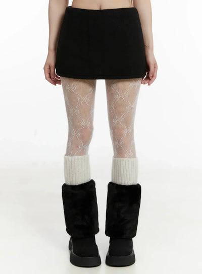 fleece-low-rise-mini-skirt-ij516 / Black