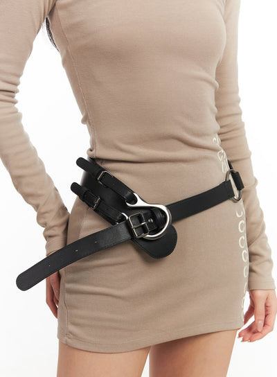 vintage-double-buckle-belt-cm504 / Black