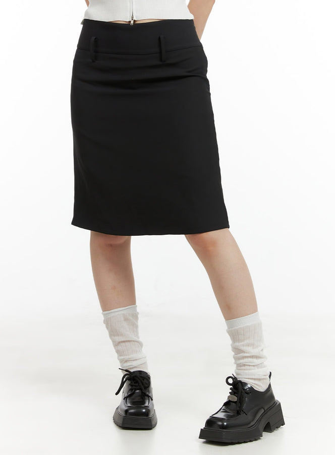 solid-mid-skirt-cl422 / Black