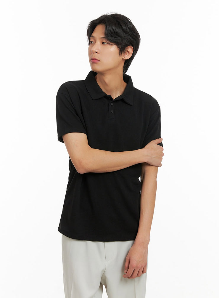 mens-basic-short-sleeve-polo-shirt-black-iy424 / Black