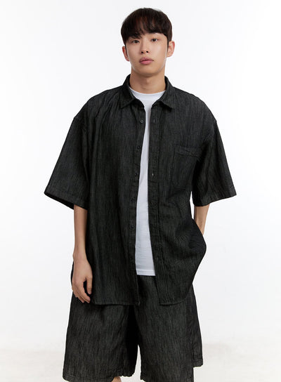 mens-collared-oversized-shirt-ia507 / Black