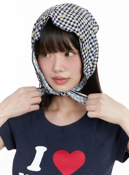 gingham-ribbon-hair-scarf-il528 / Black
