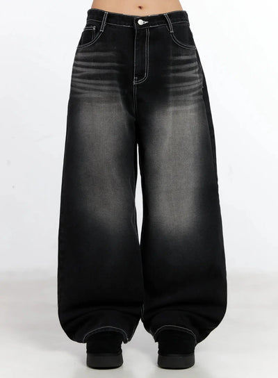 kaiya-dark-wash-baggy-jeans-in528 / Black