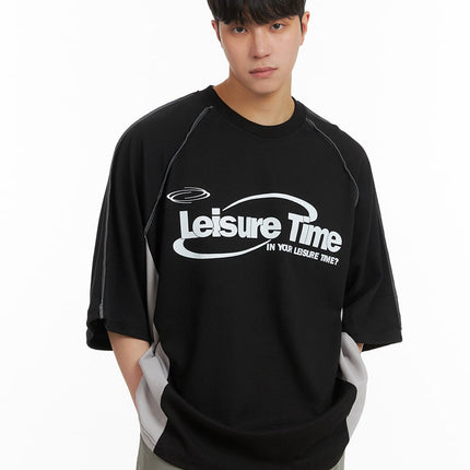 mens-loose-fit-cotton-graphic-t-shirt-ia402 / Black