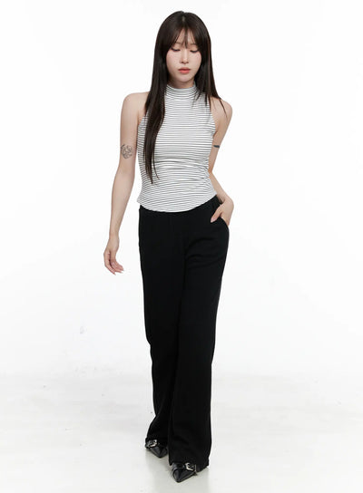 casual-ribbed-bootcut-pants-co521 / Black