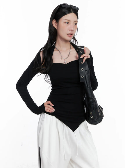 chic-halter-and-bolero-set-cs526-1 / Black