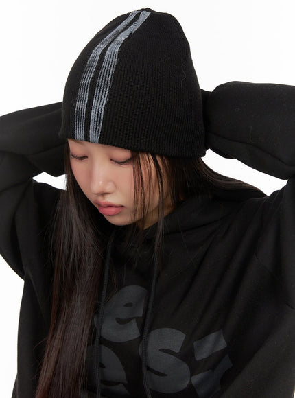 striped-soft-touch-beanie-cd416 / Black