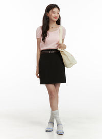 basic-high-waist-mini-skirt-ou411 / Black