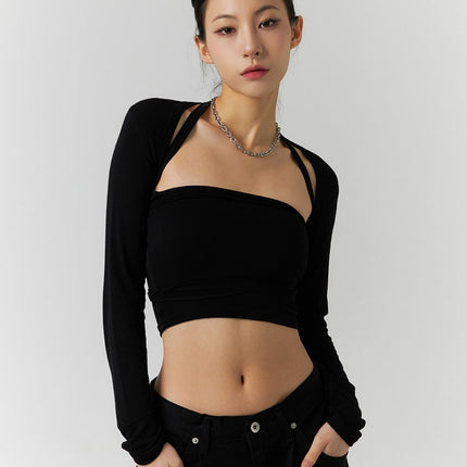 cardigan-with-cami-set-id305 / Black