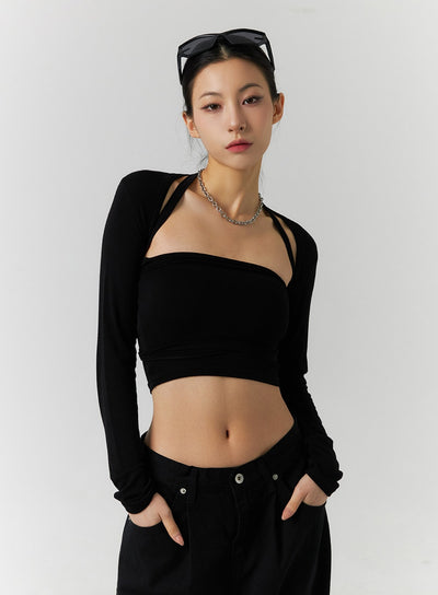 cardigan-with-cami-set-id305 / Black