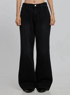 imani-wide-leg-flared-jeans-id516 / Black