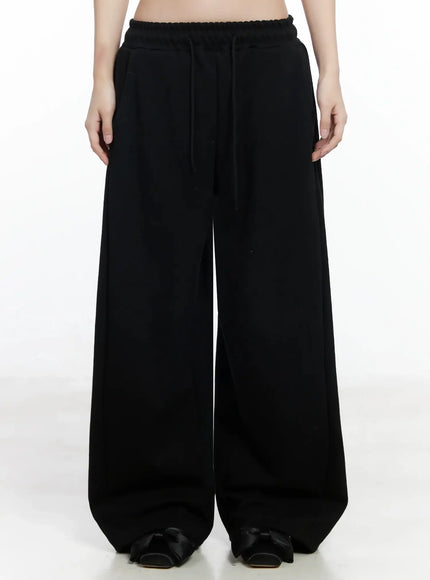 relaxed-wide-leg-sweatpants-im504 / Black