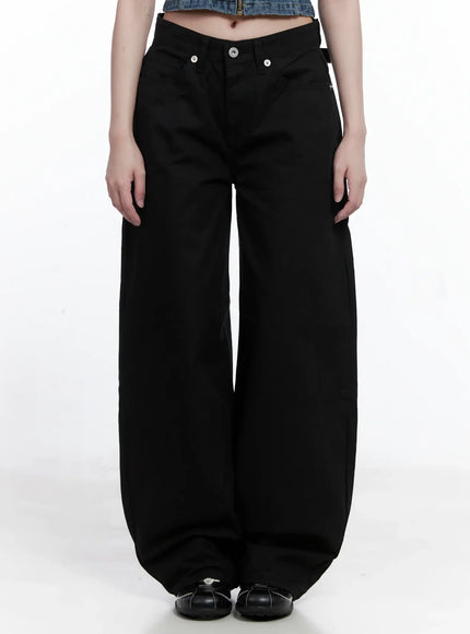 low-rise-back-detail-wide-pants-cs525 / Black