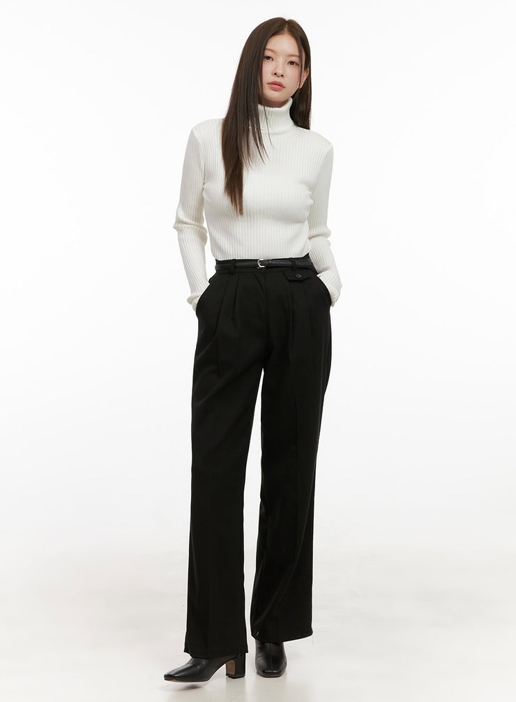 pintuck-wide-fit-tailored-trousers-od412 / Black