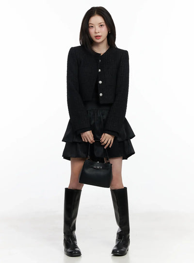 cropped-two-pocket-tweed-jacket-if520 / Black