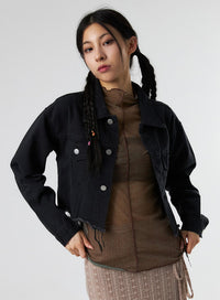 crop-collar-jacket-is327 / Black