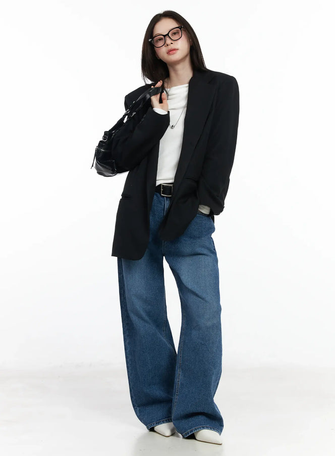 oversized-blazer-jacket-if524 / Black