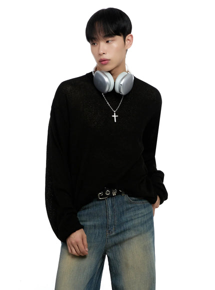 mens-loose-fit-sweater-ig520 / Black